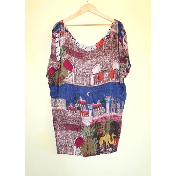 Chufy Reversible Multicolor Mini Dress Scoop neckline Short sleeve Camel Size L? - Picture 12 of 13